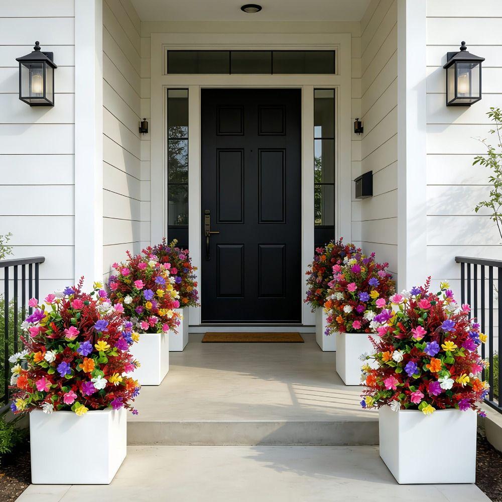 18 Inch Artificial Flower Stake Multicolor Bouquet Artificial Petunias with Ground Stake Outdoor