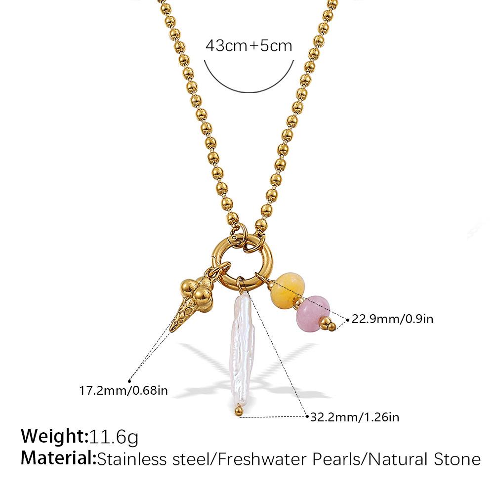 Vacation Wind Ocean Theme DIY Pendant Necklace Stainless Steel Gold Plated Fashion Versatile Jewelry Women