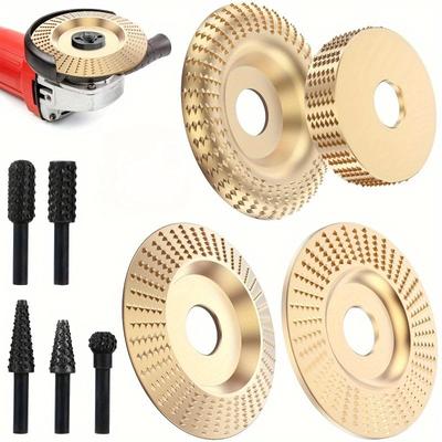 1Set Carbide Wood Carving Discs Rotary Burr Set Compatible with Angle Grinder Medium Grit Shaping Grinding Discs For Woodworking.