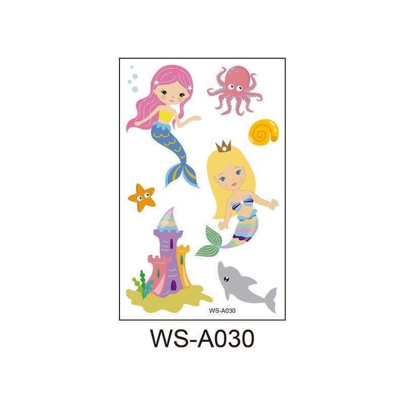 Children's Cartoon Mermaid Tattoo Sticker Pink Princess Waterproof Cute Fun Disposable Bonus Sticker