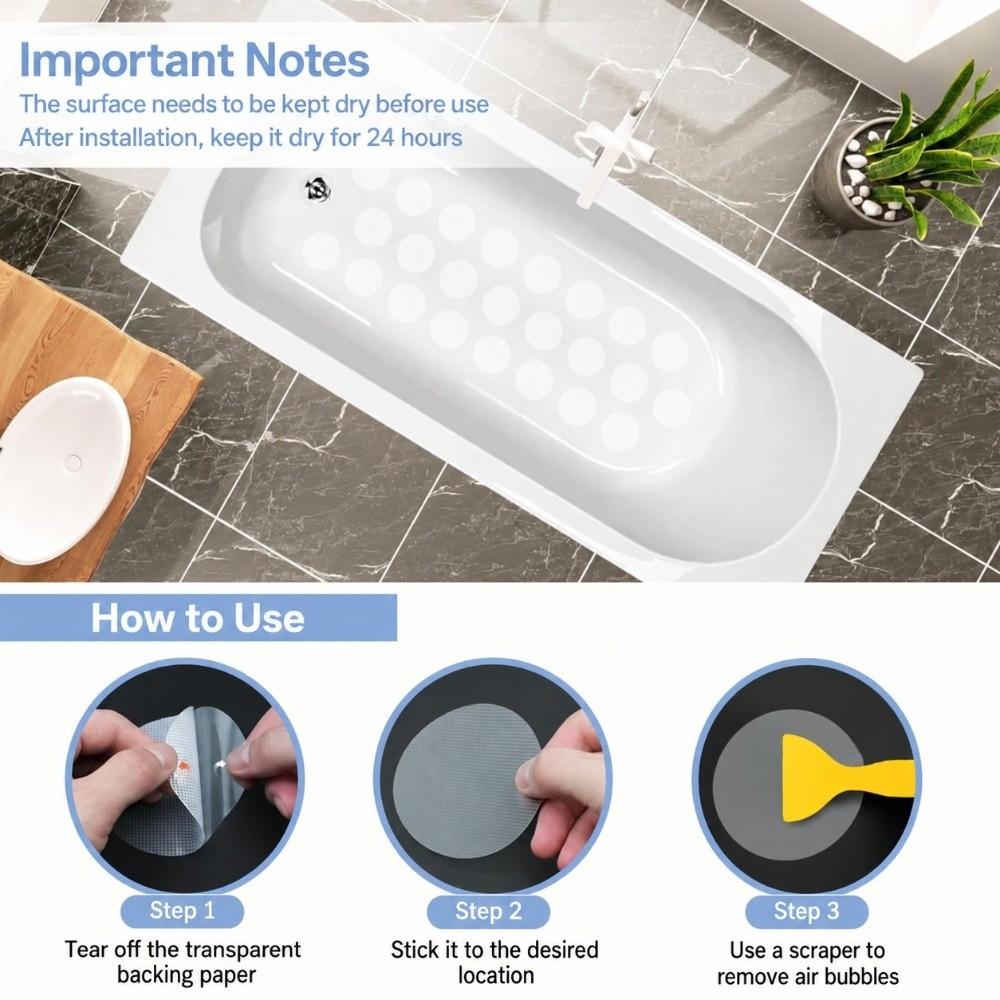 24 PCS Round Shape Non Slip Sticker Anti Slip Shower Tape  Bathroom Bathtub Shower Stairs