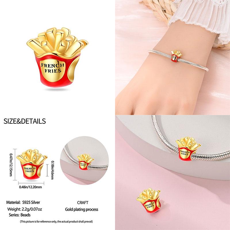 Fit Originalbracelet Cute Cake Beaded Afternoon Tea-Heart Shaped Donut Charms Diy Jewelry Making Women Giftcopper