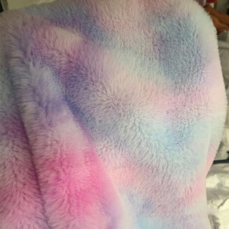 100*165cm Imitation Rabbit Fur Fabric Rainbow Plush Fur Flocking Fabric For Handmade Garment Bags Quilting Sew Clothes Toys