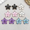 Colorful Pearlescent Cherry Blossom Alloy Keychain, Earrings, Necklace, Bracelet, Pendant Set