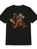 Steampunk Turtle Graphic T-shirt - Brown & Golden Mechanical Design with Gears