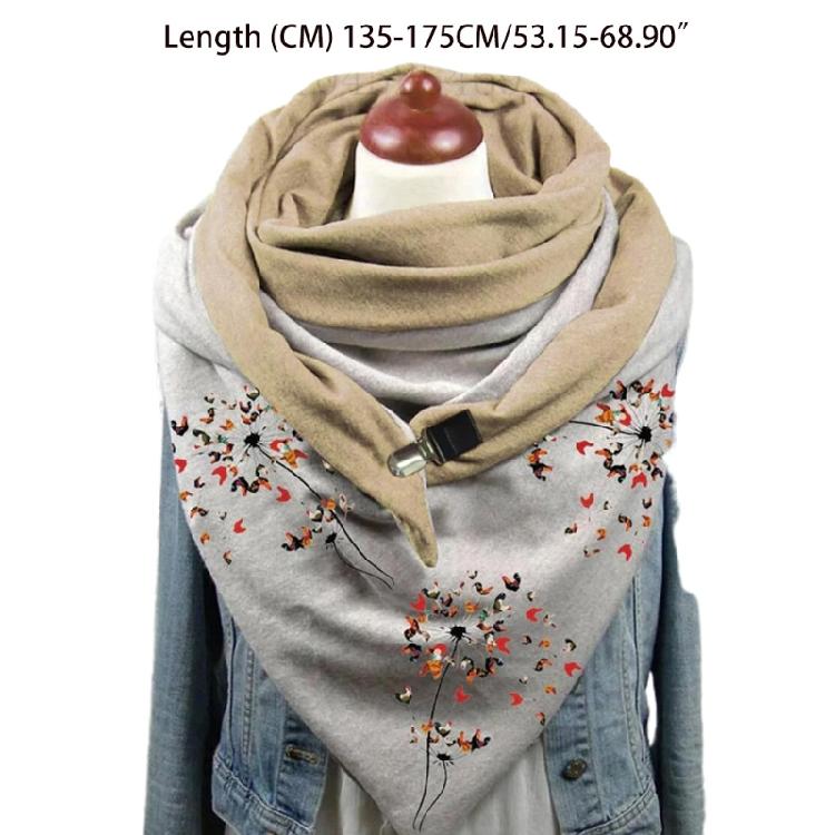Cotton Scarf for Cold Winter Warm Thick Wrap with Button Soft Scarves for Ladies