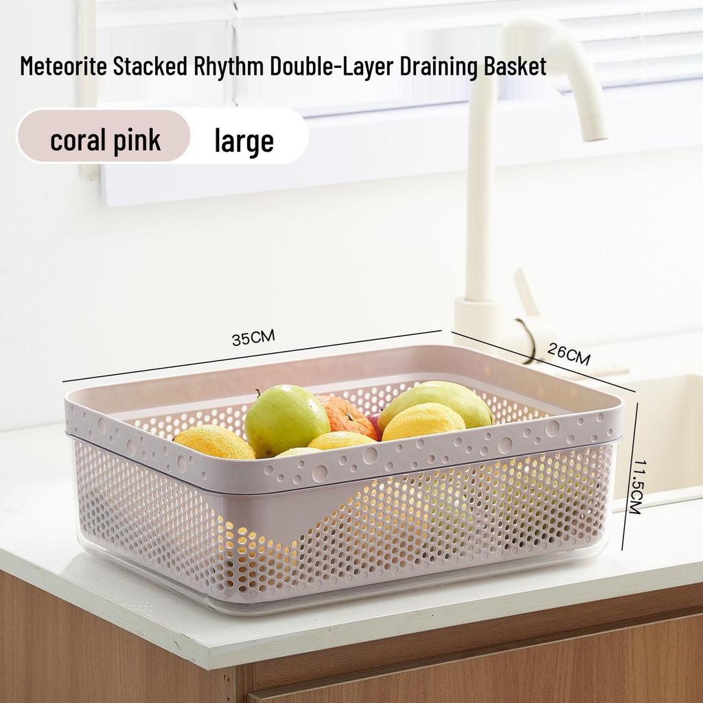 Double-Layer Kitchen Draining Basket: Multi-functional Sink Basin for Dishwashing & Vegetable Washing