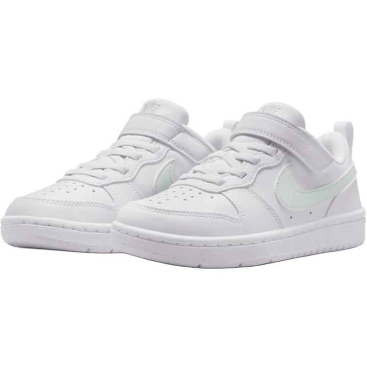 Nike Court Borough Low Top Skateboard Shoes White Green Kids' DV5457-138