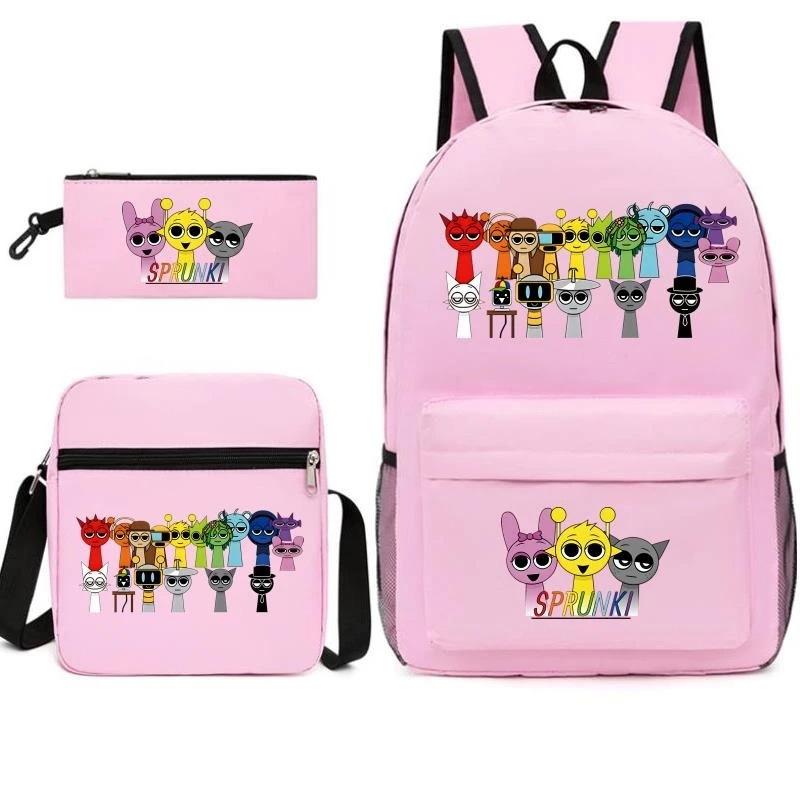 Moderne Federtasche für Kinder, Umhängetasche, Dreiteiliges Set mit Digitaldruck, Schultasche für Grund- und weiterführende Schulen