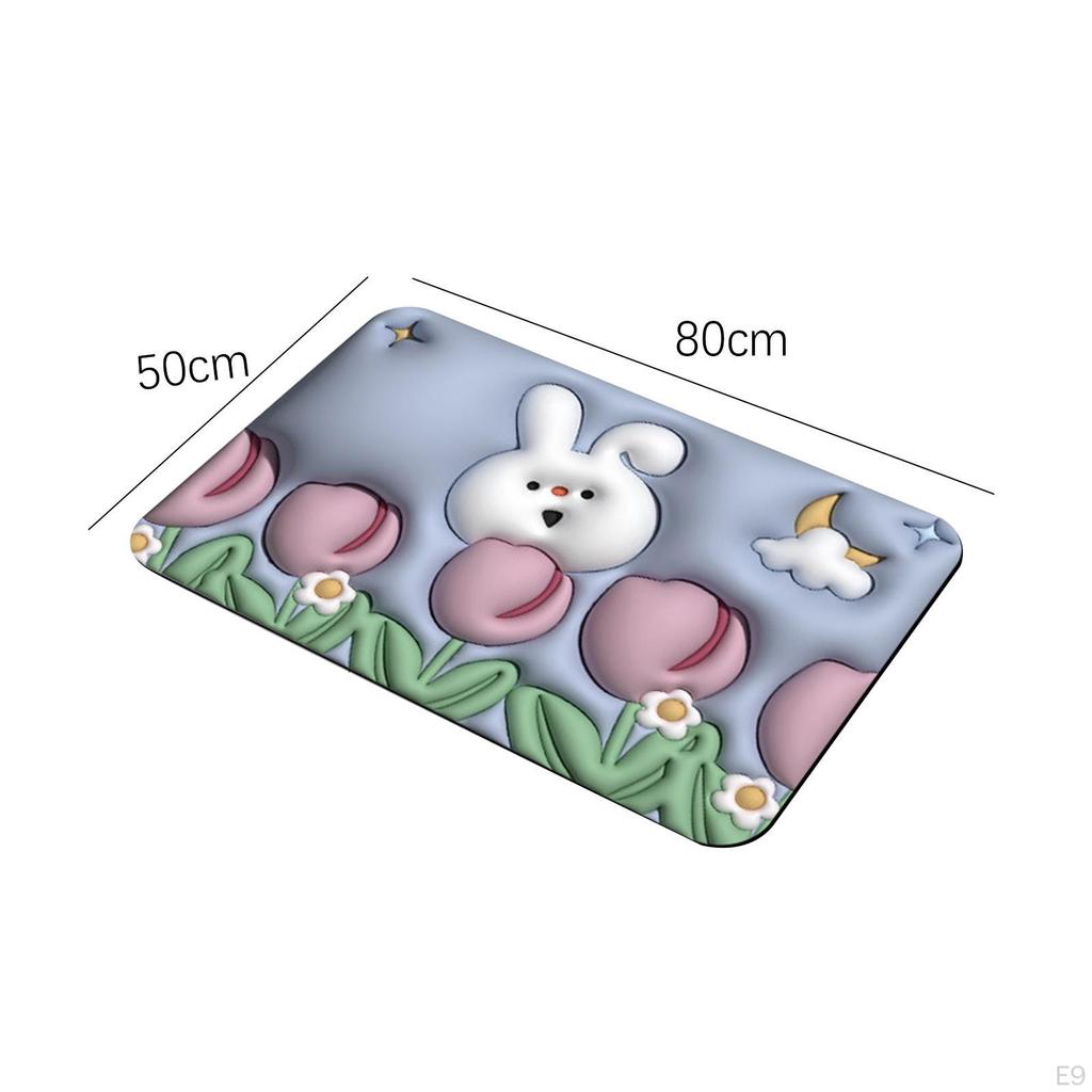3D Banyo Paspası. Banyo Halısı. Çiçekli Tatlı Yumuşak Yıkanabilir Dekoratif Emici Çok Amaçlı