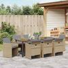 Garden Dining Set 9 Pcs Beige Poly Rattan