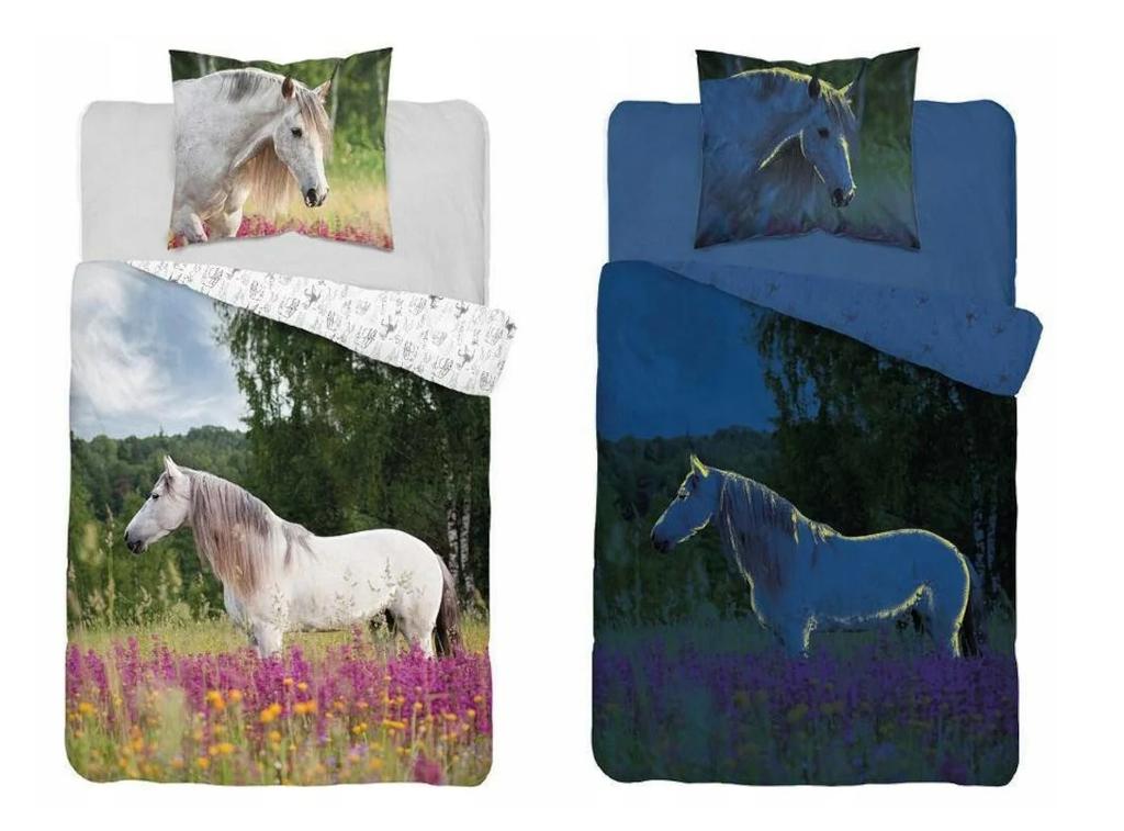 Fluorescent cotton bedding 140x200cm HORSE
