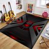 Tech Style 3D Mechanical Geometric Pattern Carpet  Black Red Cool Visual Effect Floor Mat for Living Room Game Room Home Decor