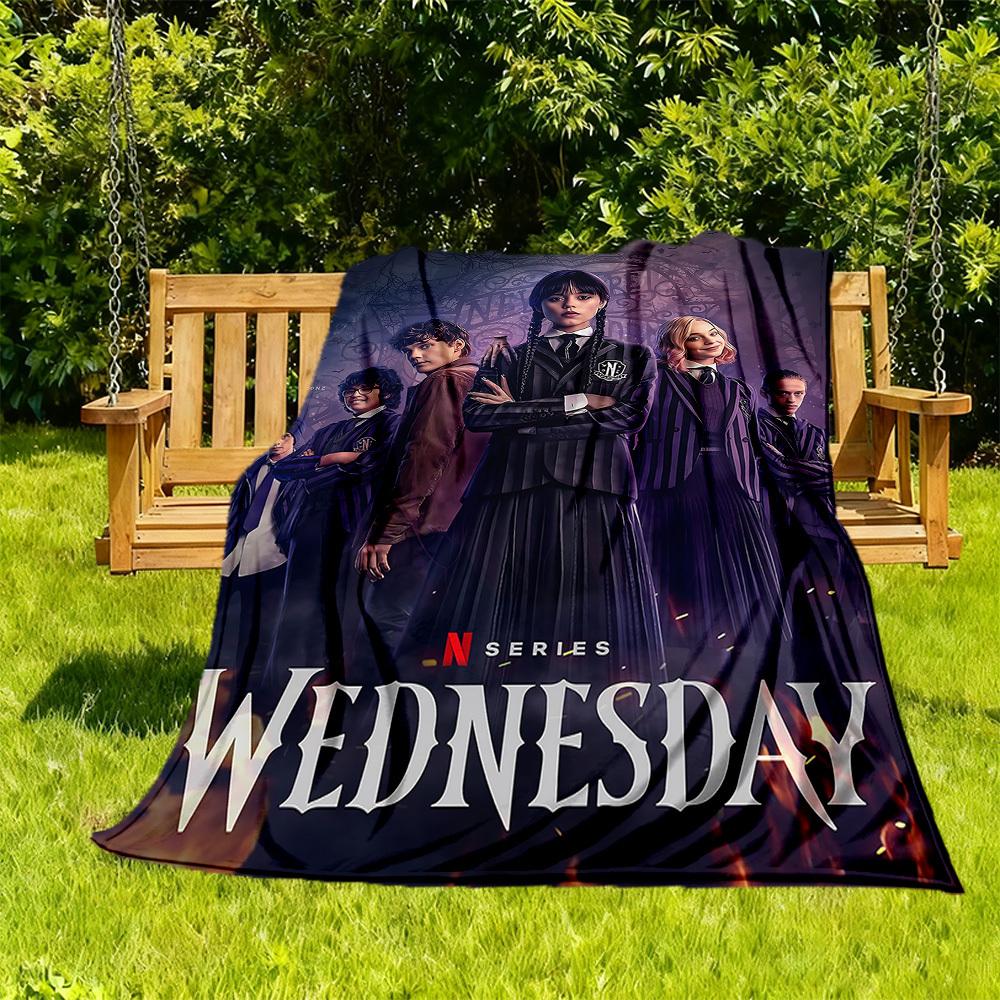 1pc Wednesday Outdoor Blanket Lightweight Flannel, Soft & Warm, All-Season Use for Sofa, Outdoor, Camping, Living Room, Office057