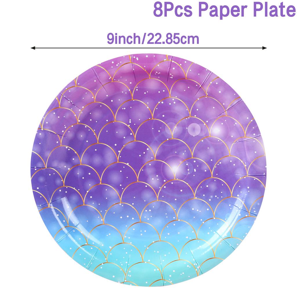 Mermaid Theme Birthday Party Decor Mermaid Disposable Tableware Paper Plates Cup Tablecloth For Girl Mermaid Party Decoration
