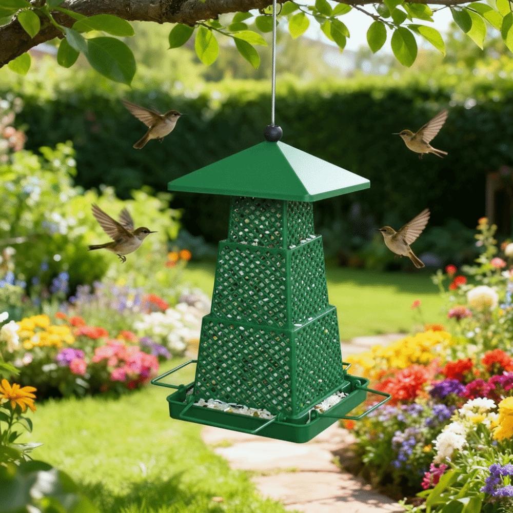 Windproof Wild Bird Feeder Large Capacity Folding Bird Food Dispenser with Hang Rope Multi-purpose Hanging Bird Feeder Tree