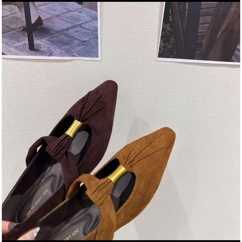 Elegant Temperament Single Shoes Women's Autumn Dating Skirt Flats Non-slip Lightweight Inner Height-increasing Pointed Mary Jane Shoes