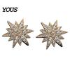 Shirt Collar Button 1/2Pcs Double-Layered Eight-Pointed Star Lapel Pin with Rhinestones, Thickened Alloy Star-shaped Brooch Safety Buckle