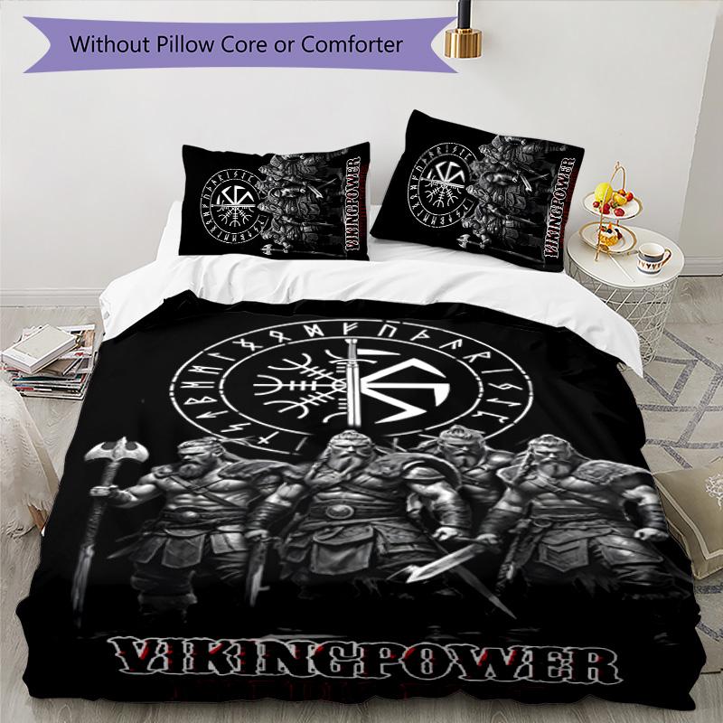 Mythology Valhalla 3pcs Bedding Set Duvet Cover Closure Includes 1 Duvet Cover & 2 Pillowcases for All Seasons Bedroom Home Dorm Decor