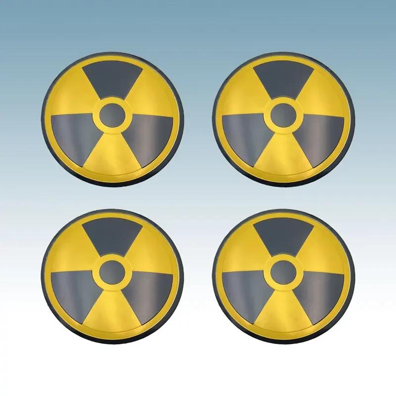 

56MM Aluminium Car Styling Car Wheel Hub Center Cap Sticker Radioactive Warning Atomic Nuclear Radiation