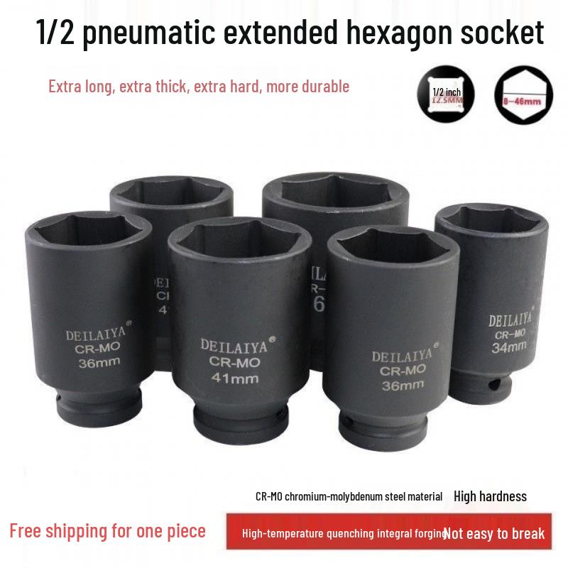 1/2'' Electric Wrench Hex Socket, 8cm, 34-46mm, Repair Tool