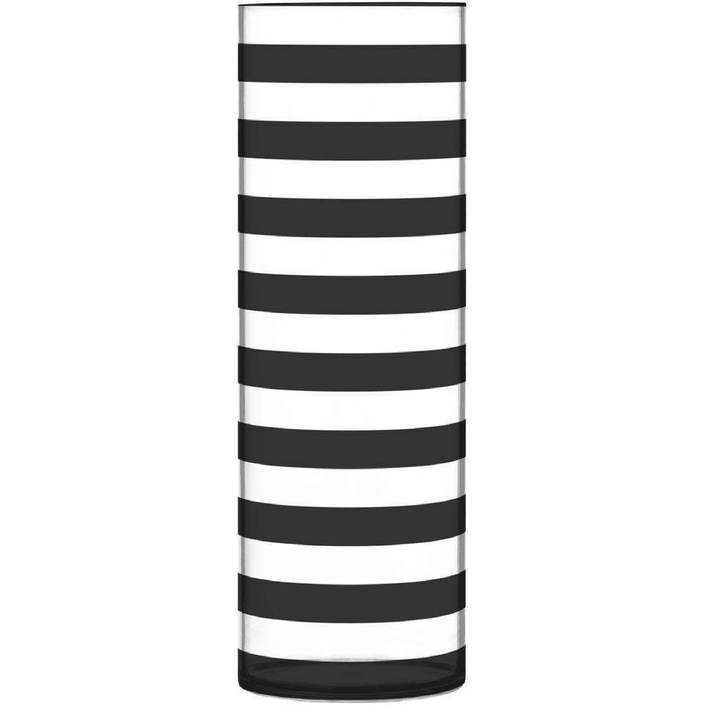 Large Flower Vase Plastic Big Acrylic Cylinder Vases Black White Stripes for Centerpieces Home Decor Translucent