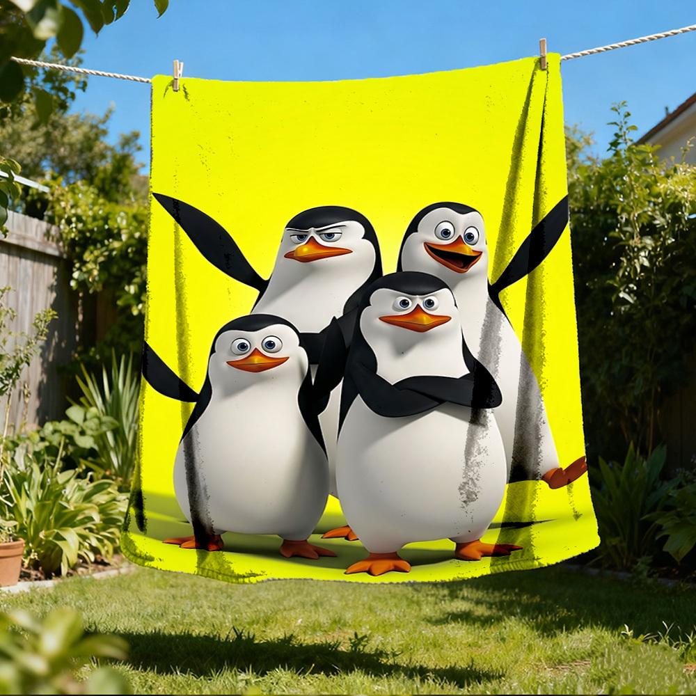 1pc Penguins of Madagascar Outdoor Soft Blanket Ultra Plush, Warm, Versatile, and Easy Care for Camping, and