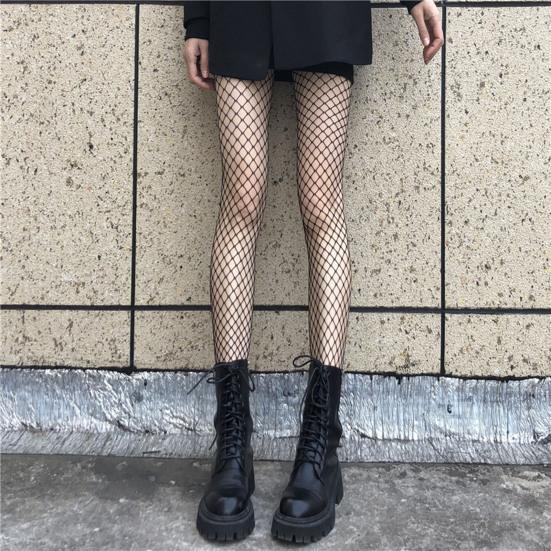 Club Stockings Fishnet Mesh Solid Color Hollow Out Skinny Beautify Legs Soft Elastic Women Pantyhose Female Garment