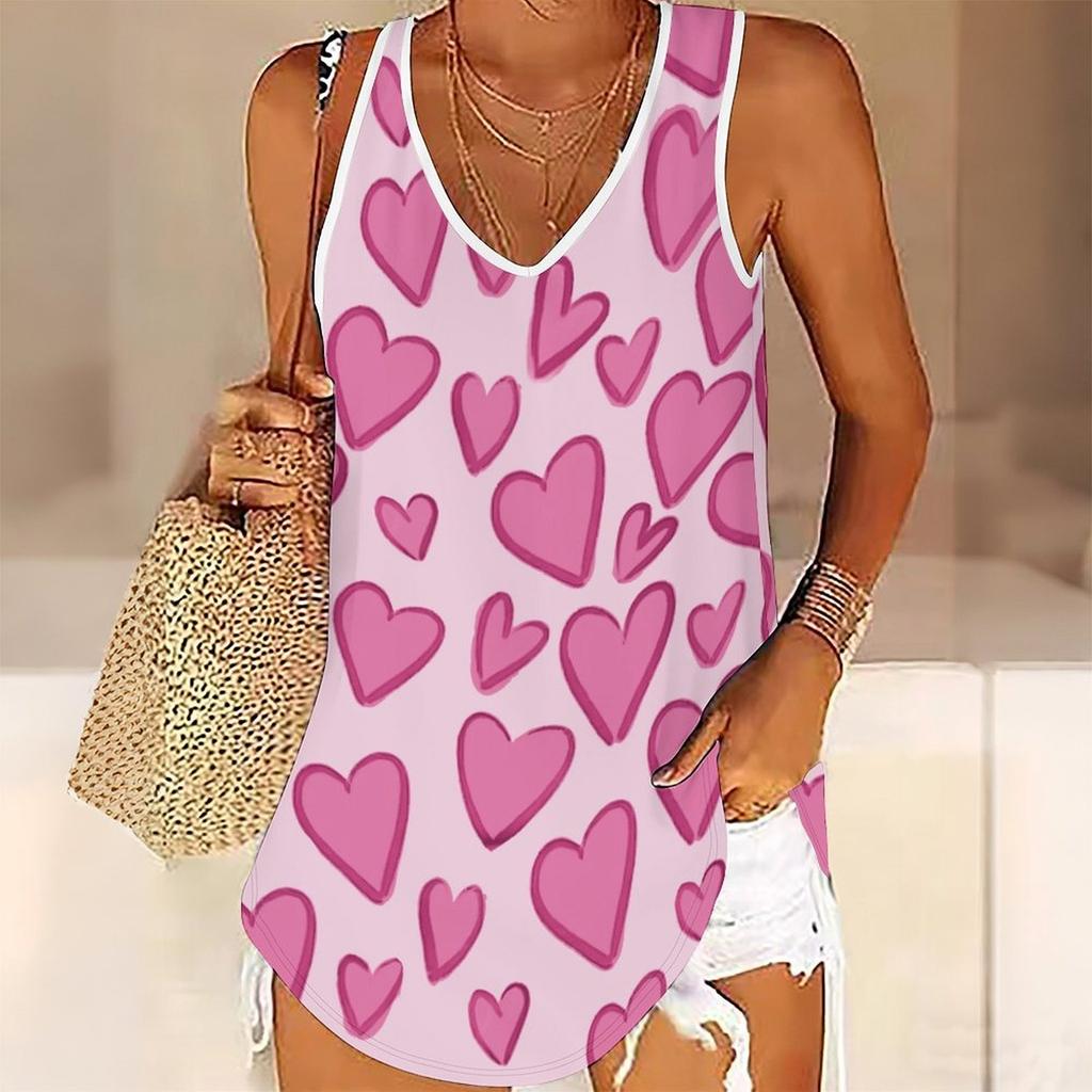 3D Heart Symbol Print Tank Tops for Women Workout Yoga Gym Printed Summer Sport Shirts Plus Size Vests