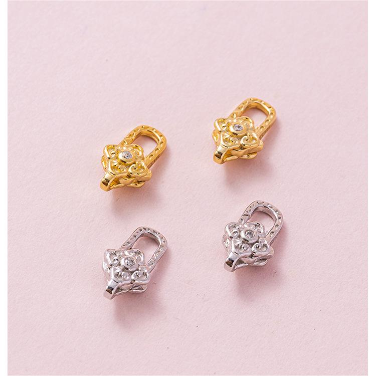S925 Sterling Silver Zircon Spring Lobster Clasp End Cap for DIY Bracelets and Necklaces