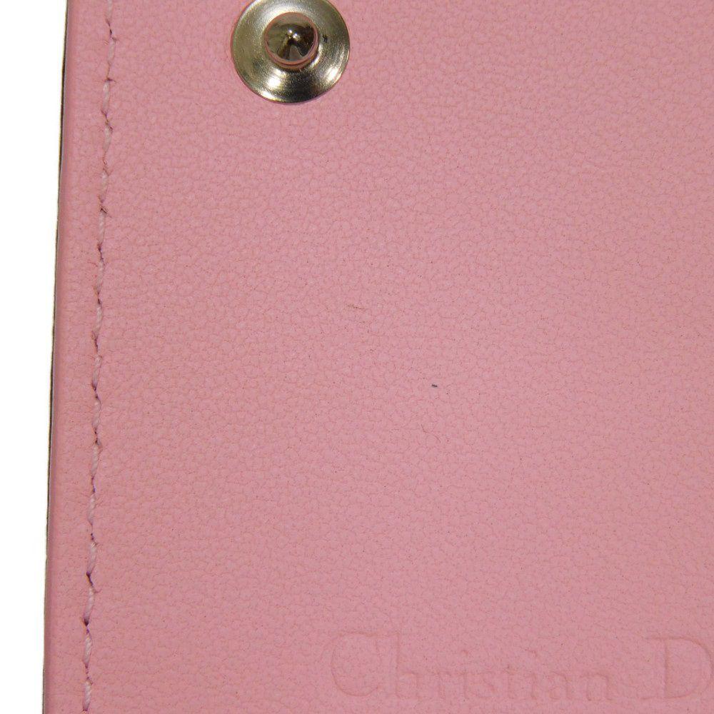 Used Lady Dior Card Holder 10656 S0011PANB 7946 with logo charm, pink two-tone, excellent condition, Cannage Black from
