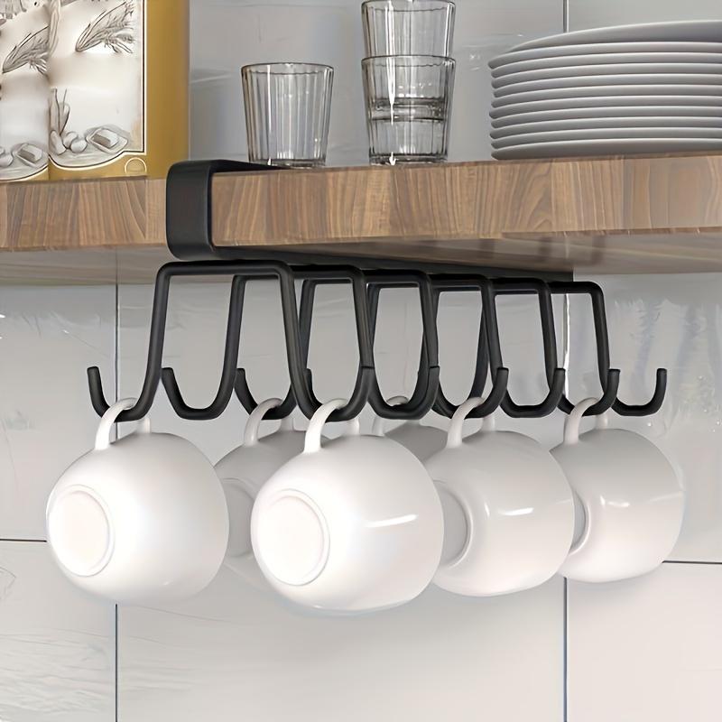 Dual-Row Under-Shelf Metal Cup Holder Hooks for Kitchen Storage – Space-Saving Organizer for Mugs and Utensils – Versatile Home Decor Accessory Hooks