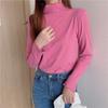 Autumn Winter Women's Elastic Bottoming Shirt Solid Colour Half High Neck Devel Bottoming Shirt Long Sleeve High Elastic T-shirt