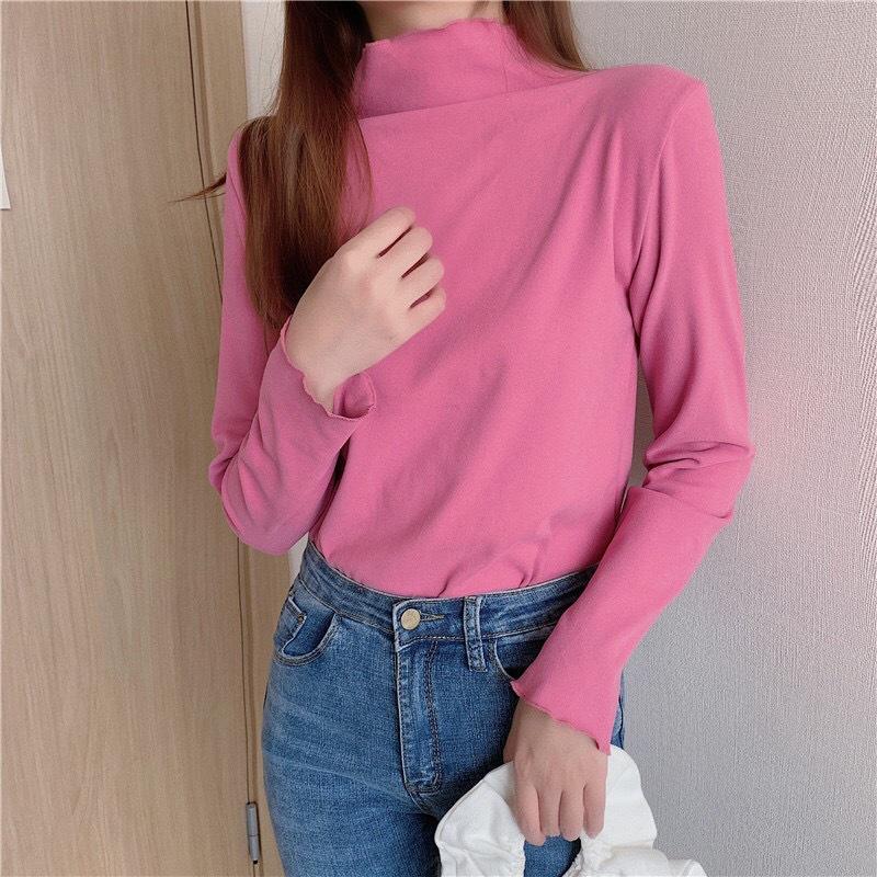 Autumn Winter Women's Elastic Bottoming Shirt Solid Colour Half High Neck Devel Bottoming Shirt Long Sleeve High Elastic T-shirt