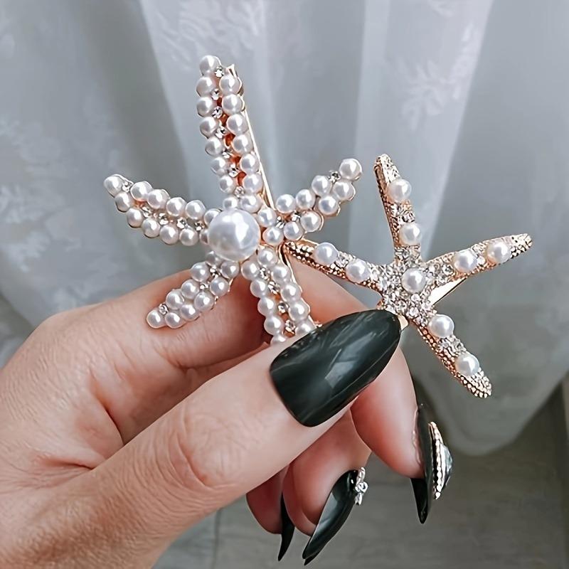 2pc Fashion Personalized Women Hair Clip Elegant Imitation Pearl Starfish Headwear Girls Wear Daily Party Jewelry Hair Accessory