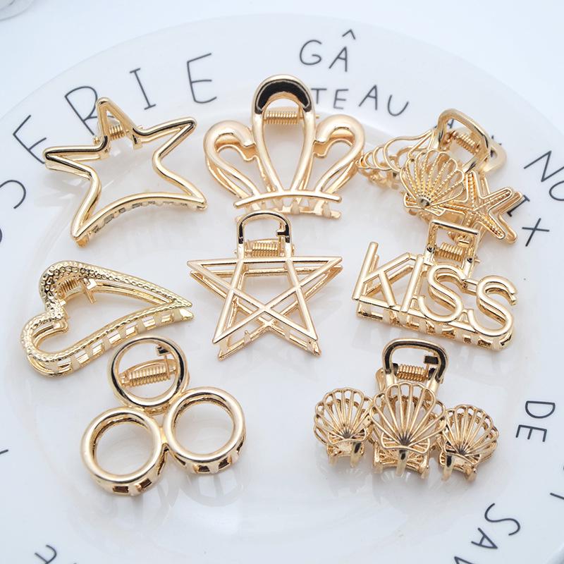 INS Minimalist Metal Claw Hairpin: Small & Medium Retro Hair Clip for European & American Styles, Korean Headwear