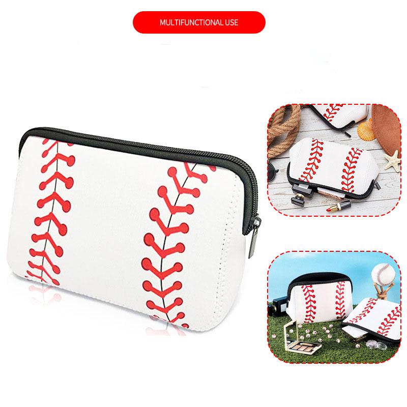 Neoprene Softball Storage Pouch, Portable Zipper Waterproof Bag for Baseball Tennis, Multi-purpose Makeup Bag & Outdoor Sports Organizer
