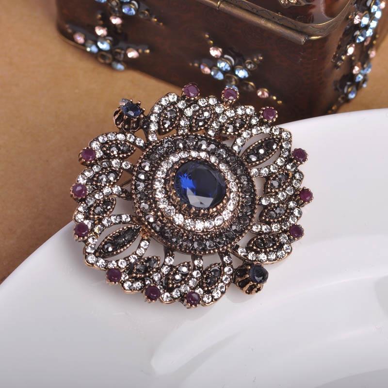 Blucome Quality Turkish Royal Style Vintage Brooch Pins for Women Men Scarf Suit Hijiab Pins