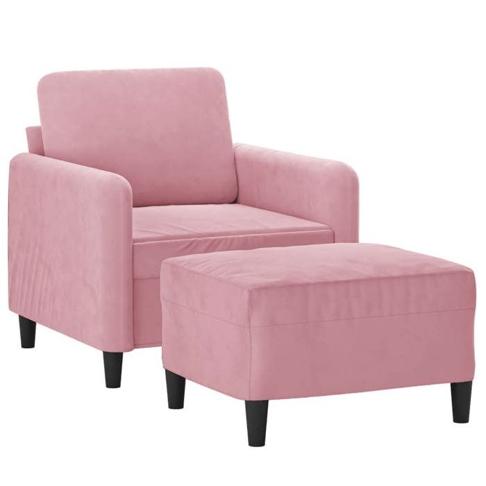 VidaXL Fauteuil avec repose-pied Rose 60 cm Velours, canapé, fauteuil, fauteuil TV, canapé simple, canapé, canapé relax, 3201167