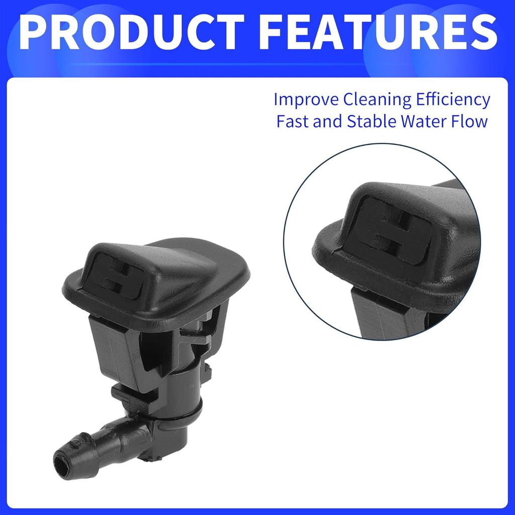 Windshield Washer Nozzle Kit for Jeep Wrangler JK 2013-2017 | Front Windshield Spray Nozzles Wiper Jet No.68164356AB | Black | 1 Set