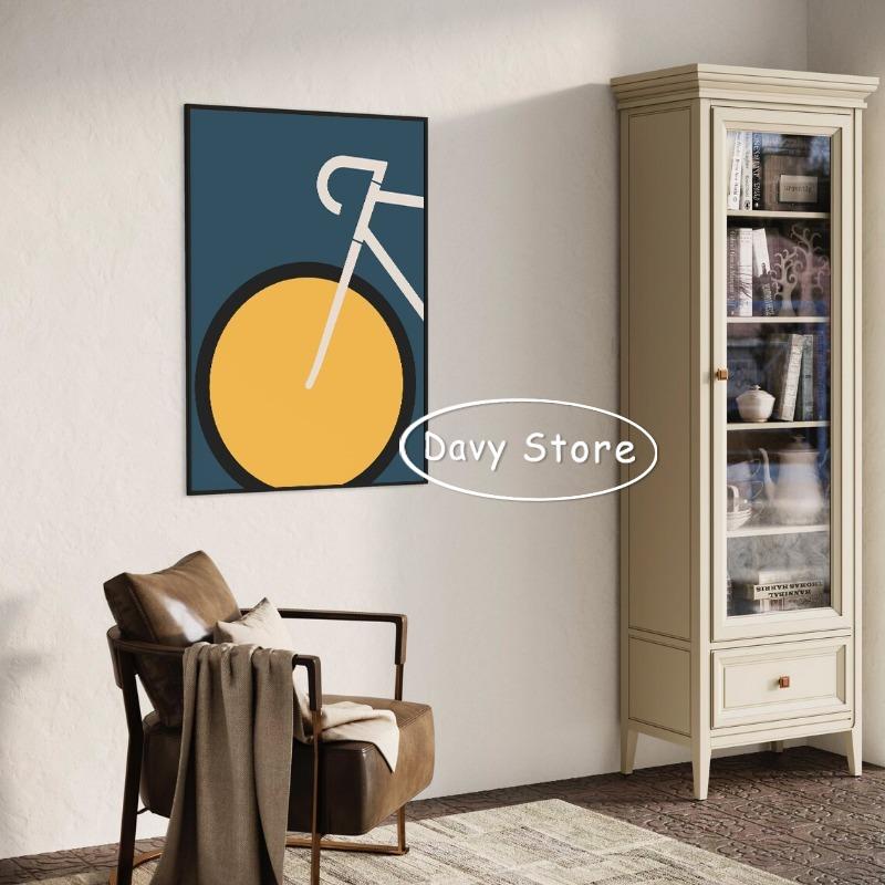 Vintage Bicycle Poster Cycling Bike Bauhaus Canvas Painting Modern Minimalist Wall Art Print Picture Home Room Decor Biker Gift