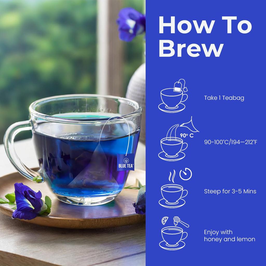 BLUE TEA - Butterfly Pea Flower Tea - 25 Tea Bags - Plant Based | Weight Management | Aparajita - Shankhpushpi | Caffeine Free - Herbal Tea