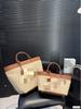 Borsa tote in rafia intrecciata con ricamo di lettere borsa della spesa intrecciata borsa a tracolla borsa grande da spiaggia vacanza al mare