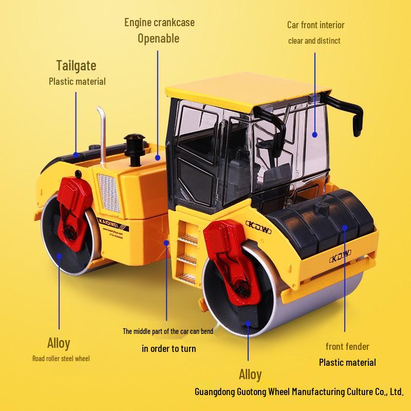 Kaidiewei Alloy Steel Wheel Bulldozer Toy Model Roller Ornament