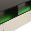 Freistehender TV-Schrank mit LED-Beleuchtung, L-Form und Schubladen, Hochglanz Weiß, Geeignet für 75-Zoll-Fernseher, Weiß+Schwarz, 180*40*48cm