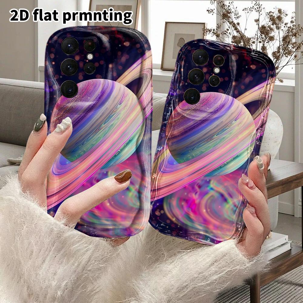 Phone Case: 2D Flat Samsung Galaxy A34 A35 M05 M06 S20 S22 S21 FE Plus 5G Protective Case, Couple Style, Colorful Ring Saturn, Christmas and Halloween