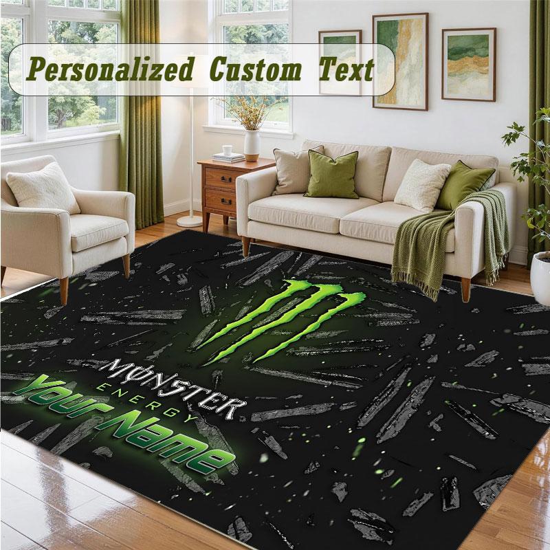 Crystal Velvet Square Rug Custom NameMonster Energy Pattern Non Slip Home Floor Decor Rug