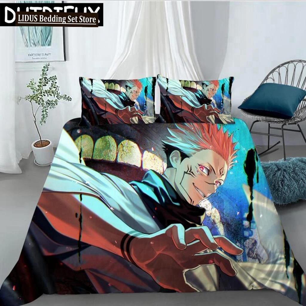 Jujutsu Kaisen Japan Anime 3D Printed Bedding Set King Duvet Cover Pillow Case Comforter Cover Bedclothes Duvet Covers