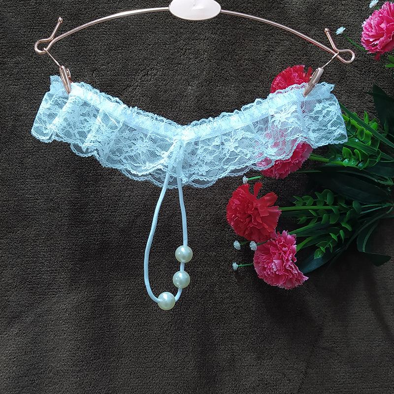Lingeries Sexy G-String Women's Thongs Sexy Pearl Beaded Underwear for Women Low Waist T Shaped Crotchless Woman Lace Lingerie
