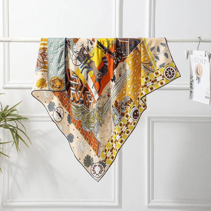 Autumn and winter double-sided printed herringbone silk scarf women's 110 silk wool scarf fashionable versatile high-end silk scarf